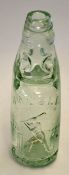 Vic cricket glass codd neck drinks bottle c/w marble stopper - retailed by E Noble Birstall with
