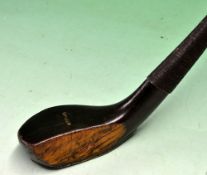 Wm Park Musselburgh transitional brassie in dark stained beechwood with full wrap over brass sole