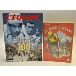2x L'Equipe Tour de France Cycling Anniversary publications to incl "Le Tour A 50 Ans" original