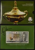 Tiger Woods - 2014 Ryder Cup Commemorative Bank of Scotland signed new generation £5 note - signed