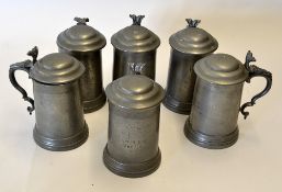 Sailing - collection of 6x Vic sailing club pewter stein tankards all from 1890's made by James