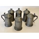 Sailing - collection of 6x Vic sailing club pewter stein tankards all from 1890's made by James