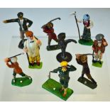 Collection of 8 various lead cold painted golfing figures c.1930 - to include 7x golfers and a