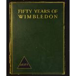 Extremely rare Wimbledon signed tennis book - A Wallis Myers FiftyYears of Wimbledon" deluxe leather