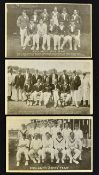 3x early England cricket team photograph postcards - to incl 1921 team (Capt Hon L Tennyson) ,