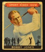 Bobby Jones Golf - scarce Sport Kings Goudey Chewing Gum Boston trade card c. 1933 - some slight