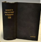 1925 Wisden Cricketers Almanack - 62nd edition lacking wrappers but rebound in black cloth boards