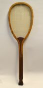 Slazenger "Special Demon" wooden fishtail tennis racket, convex wedge, restrung otherwise overall (
