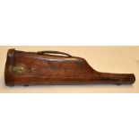 Good leather leg-o- mutton 12g gun case - for 30" brls c/w leather handle, and 2x brass sling hinges