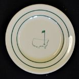 US National Augusta "Masters" green and white china side plate - with Masters logo to the centre -