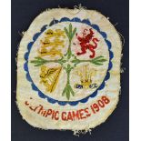 Rare 1908 London Olympic Games Great Britain competitors cloth badge worn by Emil Voigt five miles