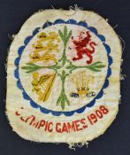 Rare 1908 London Olympic Games Great Britain competitors cloth badge worn by Emil Voigt five miles