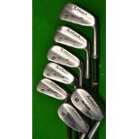 3x Tom Morris irons one showing the Tom Stewart pipe mark, t/w a Forgan 5 iron and a flange bottom 2