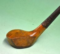 W R Reith late bulger brassie c.1897 in golden beechwood with full wrap over brass sole plate