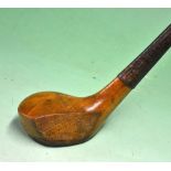 W R Reith late bulger brassie c.1897 in golden beechwood with full wrap over brass sole plate