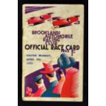 1931 Brooklands Automobile Racing Club. Official Race Card. Easter Monday April 6th 1931. A detailed