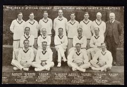 1924 South Africa Cricket team photograph postcard - issued by "Jaeger Shirt and Sweater" sponsors
