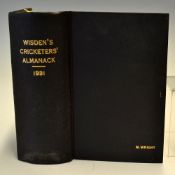 1931 Wisden Cricketers Almanack - 68th edition lacking wrappers but rebound in black cloth boards