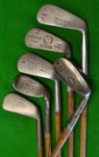 6x cleaned irons to include a large head 5 iron Forgan St Andrews, a Tom Stewart smf mashie, Maxwell