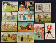 12 early amusing golfing sketch postcards from the 1900 onwards to include Davidson Brothers series,