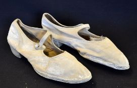 Pair of 1920's Ladies white canvas tennis shoes - made by North British Rubber Co Scotland c/w white