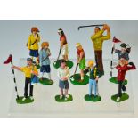 Collection of 10 various later lead cold painted golfing figures - to include 4x male, 6x female