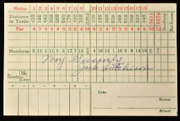 Jock Hutchinson (Scottish American) US PGA and Open Golf Champion signed score card - signed in