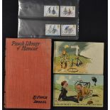 2x early 1900's Comic Cycling postcards and book - both used and franked incl "Punctured" by Tom