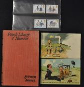 2x early 1900's Comic Cycling postcards and book - both used and franked incl "Punctured" by Tom