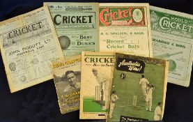 Collection of cricket ephemera from the early 1900's onwards to incl 3x "The Cricket Weekly Record