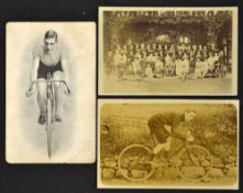 3x early 1900 Racing Cyclists postcards to incl 2x unnamed racing cluclists and another Cycling Club