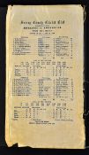 Scarce 1926 England vs Australia Final Test Match silk scorecard - played at Surrey County Cricket