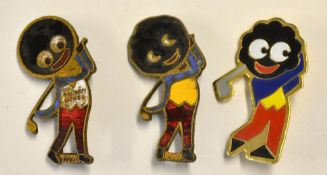 2x Robinson enamel golf badges - all in swinging poses and one other (3)