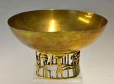 Unnamed Hagenauer style Art Deco brass fruit bowl with golfing scenes to the stand in stick