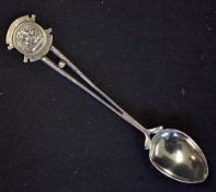 St Georges Hill Golf Club silver teaspoon decorated with long nose golf clubs and gutty golf ball