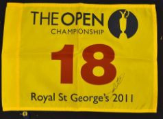 2011 Open Golf Championship signed 18th Hole Pin Flag - played at Royal St. Georges and signed by