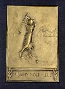 1920's Pistany Golf Club Ladies International golf medal - with embossed period lady golfer on the