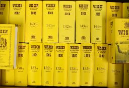 22x Wisden Cricketers Almanacks from 1990 to 2010 - all original hardbacks with their dust jackets