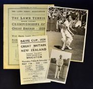 1939 Lawn Tennis Hard Court Championships Great Britain Final Days programme and photographs -