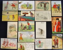 16x early amusing golfing sketch postcards from the 1900 onwards to include Harry B Neilson