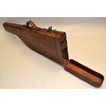 Interesting leather leg-o-mutton 12g gun case for 2x 30" sets of barrels c/w handle and travel