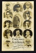 1926 England (v Australia) cricket team photograph postcard - issued for the first test at Trent