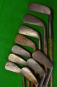 10x Tom Stewart clubs including several mashies and mid-irons, t/w a bent neck putter