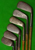 6x various JH Taylor irons all with face markings, all showing the autograph signature including