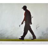 Tiger Woods signed limited edition colour print by Peter Deighan titled "Tiger 2" showing Tiger