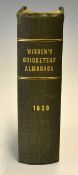 1939 Wisden Cricketers Almanack - 76th edition lacking wrappers and rebound in green leather