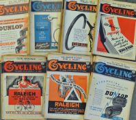 Collection of 1937 and 1938 "Cycling" magazines to incl 13x Vol. XCIII no. 2397 to 2418 and 7x