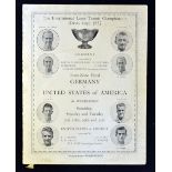 1937 Davis Cup Inter-Zone Tennis Final Programme - Germany vs USA played at Wimbledon from 17th-20th