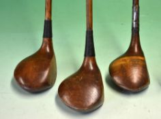 3x various large socket head woods to include Jas. Bradbeer "The Peggy" driver with firing pin