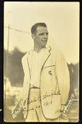 Scarce1910 Beals C. Wright (USA) signed tennis photograph postcard - signed to the front and dated